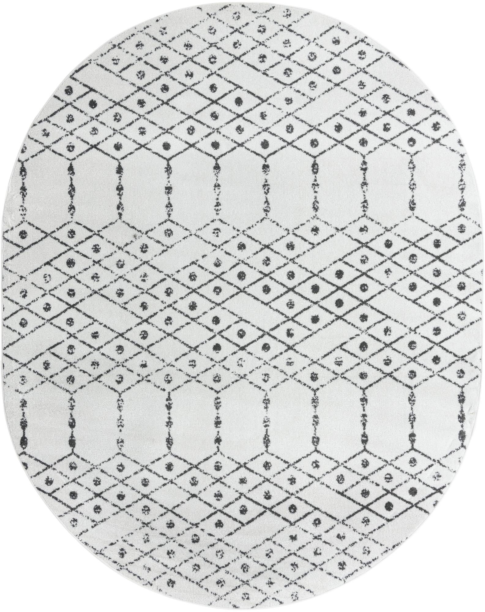 Marrakesh Lattice Collection Area Rug - Casablanca (Ivory Black)