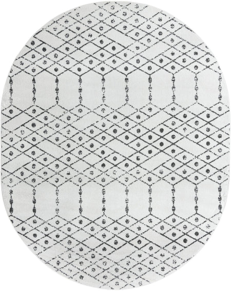 Marrakesh Lattice Collection Area Rug - Casablanca (Ivory Black)