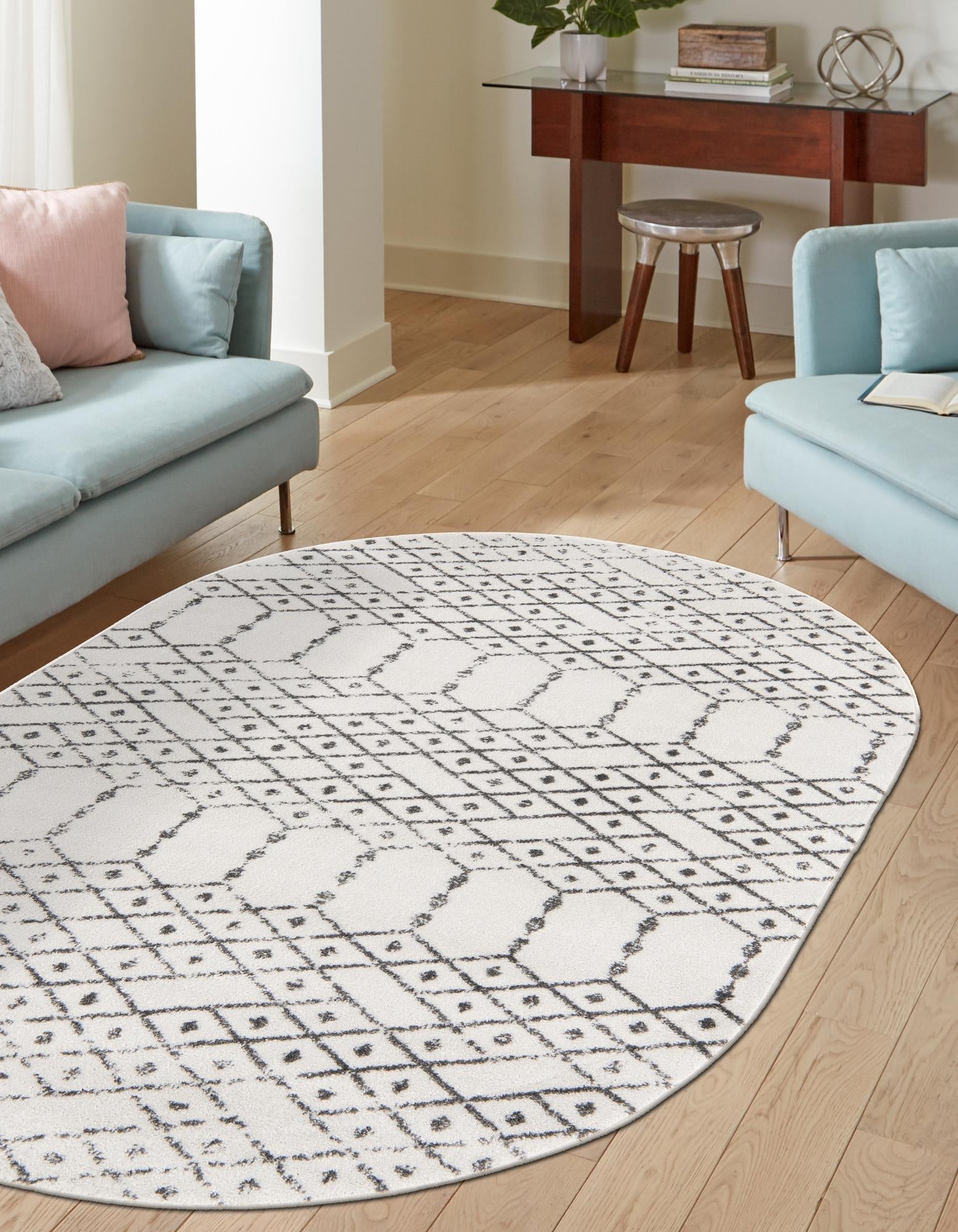 Marrakesh Lattice Collection Area Rug - Casablanca (Ivory Black)