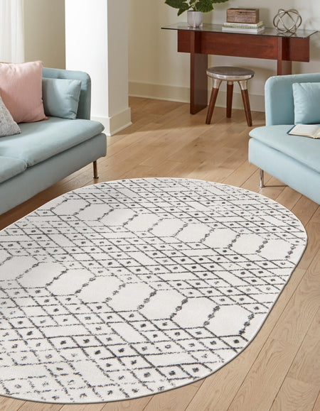 Marrakesh Lattice Collection Area Rug - Casablanca (Ivory Black)