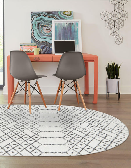 Marrakesh Lattice Collection Area Rug - Casablanca (Ivory Black)