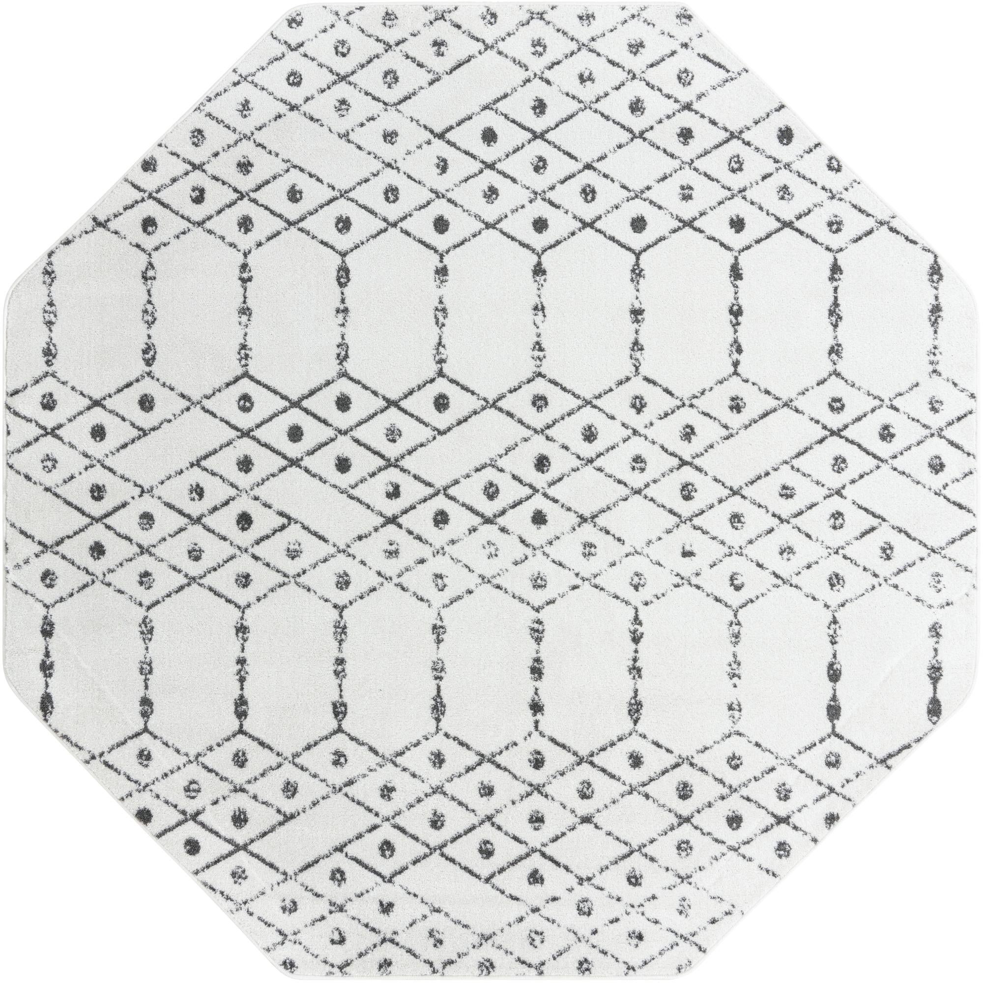 Marrakesh Lattice Collection Area Rug - Casablanca (Ivory Black)