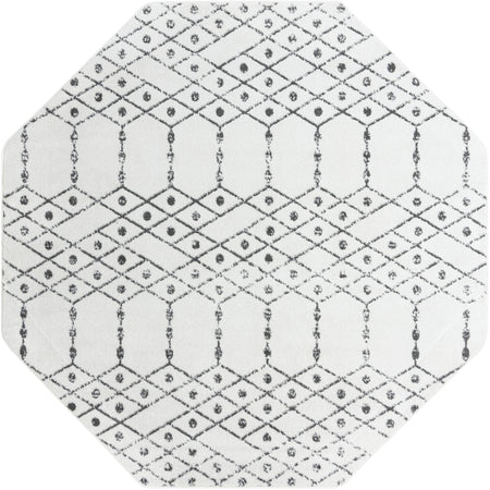 Marrakesh Lattice Collection Area Rug - Casablanca (Ivory Black)