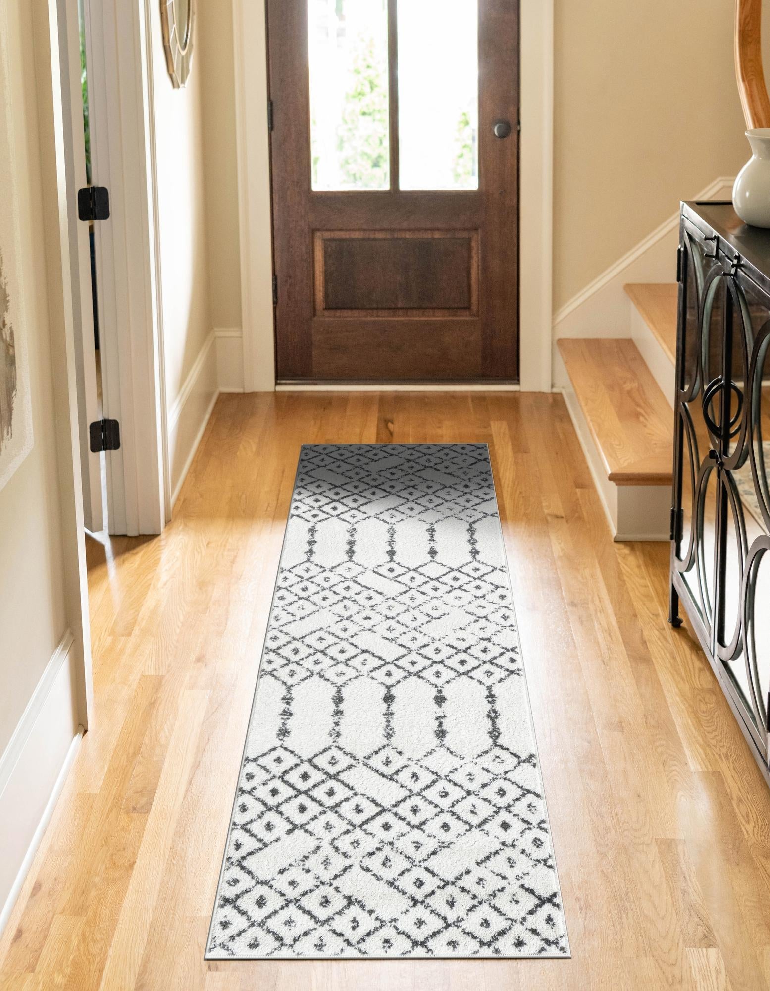 Marrakesh Lattice Collection Area Rug - Casablanca (Ivory Black)