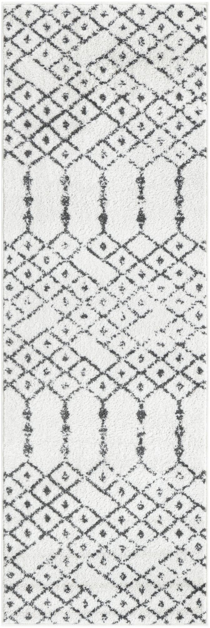 Marrakesh Lattice Collection Area Rug - Casablanca (Ivory Black)