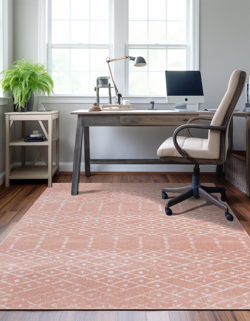 Marrakesh Lattice Collection Area Rug - Casablanca (Rose Pink) Rectangle Rose Pink  lifestyle 3