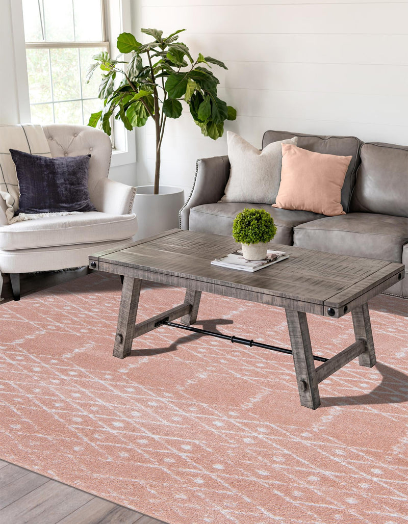 Marrakesh Lattice Collection Area Rug - Casablanca (Rose Pink) Rectangle Rose Pink  lifestyle 5