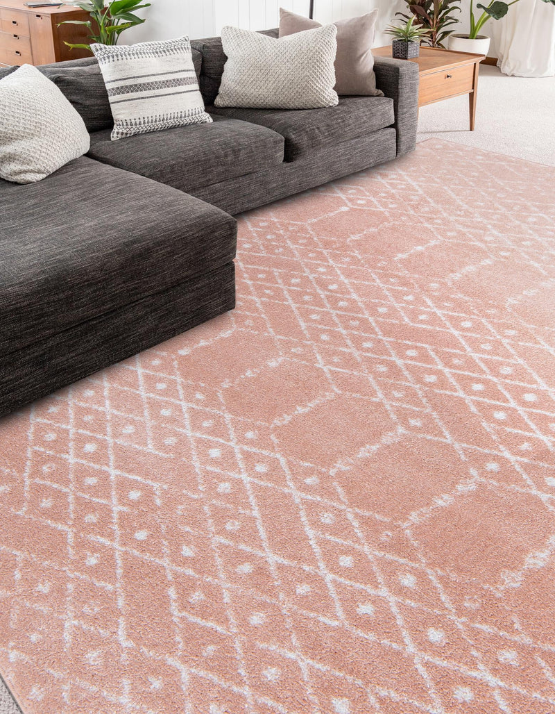 Marrakesh Lattice Collection Area Rug - Casablanca (Rose Pink) Rectangle Rose Pink  lifestyle 6