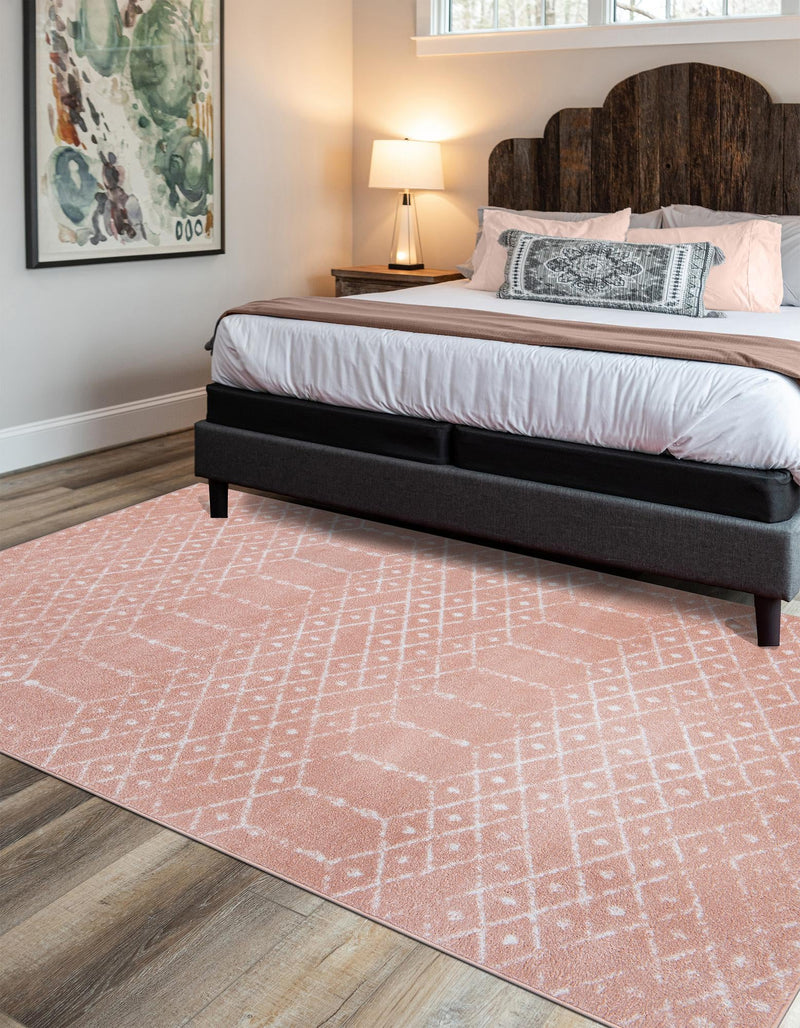 Marrakesh Lattice Collection Area Rug - Casablanca (Rose Pink) Rectangle Rose Pink  lifestyle 9