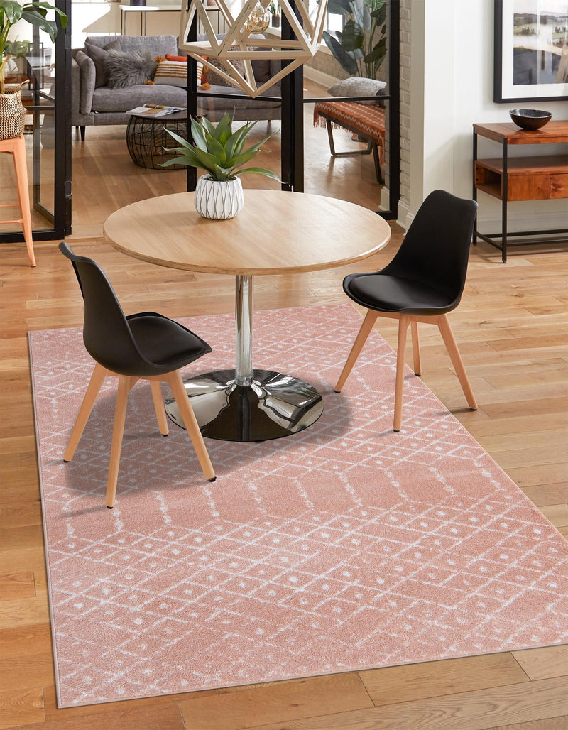 Marrakesh Lattice Collection Area Rug - Casablanca (Rose Pink) Rectangle Rose Pink  lifestyle 10