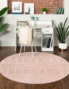 Marrakesh Lattice Collection Area Rug - Casablanca (Rose Pink) Round Rose Pink  lifestyle 27