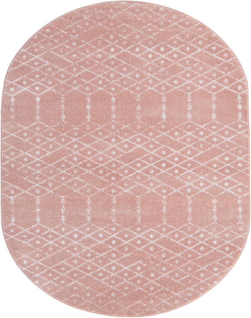 Marrakesh Lattice Collection Area Rug - Casablanca (Rose Pink) Oval Rose Pink  lifestyle 24