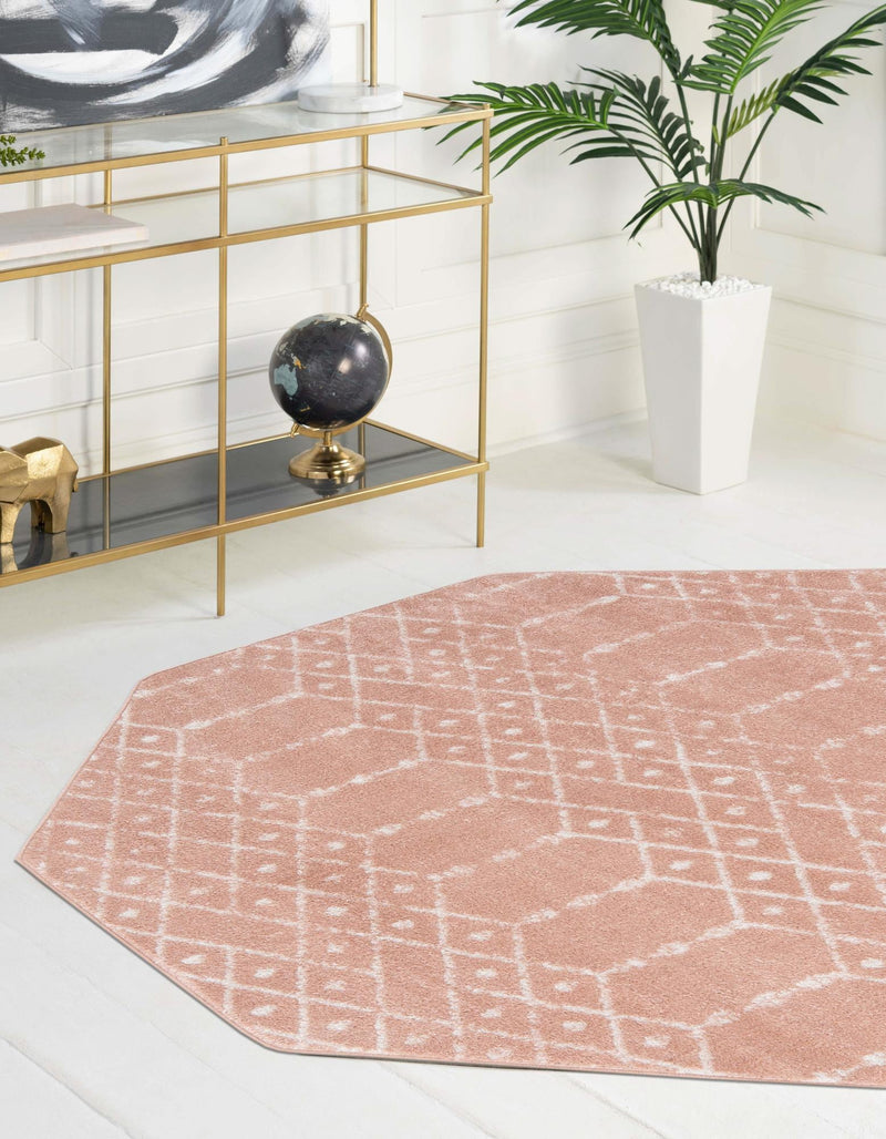 Marrakesh Lattice Collection Area Rug - Casablanca (Rose Pink) Octagon Rose Pink  lifestyle 30