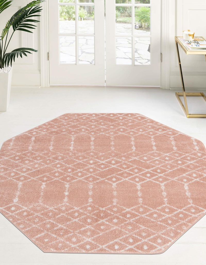 Marrakesh Lattice Collection Area Rug - Casablanca (Rose Pink) Octagon Rose Pink  lifestyle 35