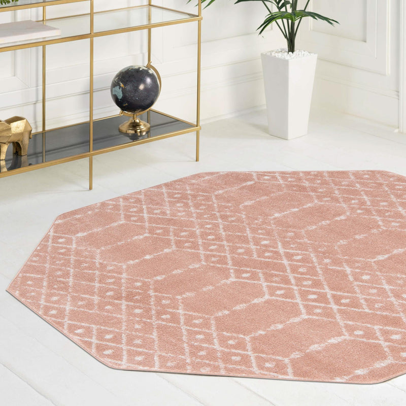 Marrakesh Lattice Collection Area Rug - Casablanca (Rose Pink) Octagon Rose Pink  lifestyle 106