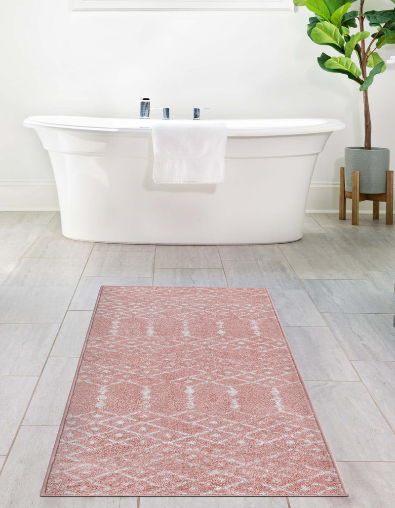 Marrakesh Lattice Collection Area Rug - Casablanca (Rose Pink) Runner Rose Pink  lifestyle 36