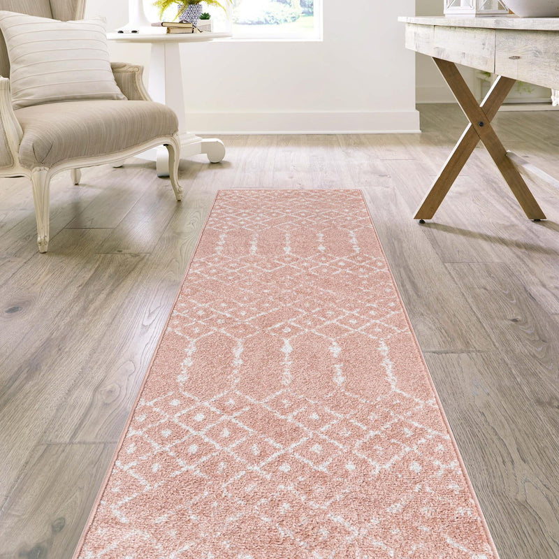 Marrakesh Lattice Collection Area Rug - Casablanca (Rose Pink) Runner Rose Pink  lifestyle 112