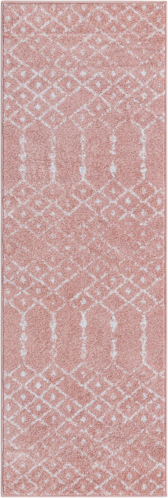 Marrakesh Lattice Collection Area Rug - Casablanca (Rose Pink) Runner Rose Pink  lifestyle 26