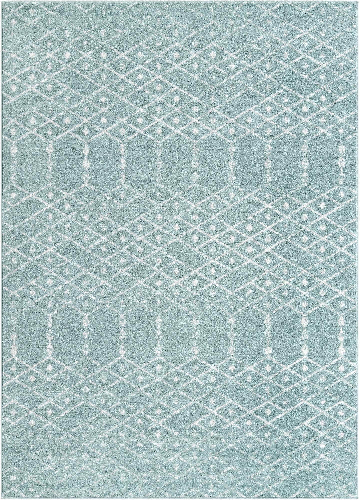 Marrakesh Lattice Collection Area Rug - Casablanca (Aqua)