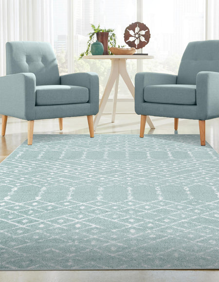 Marrakesh Lattice Collection Area Rug - Casablanca (Aqua)