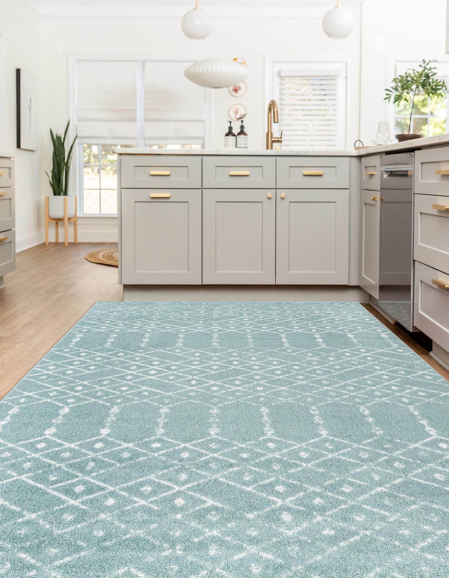 Marrakesh Lattice Collection Area Rug - Casablanca (Aqua)