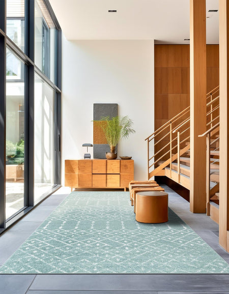 Marrakesh Lattice Collection Area Rug - Casablanca (Aqua)