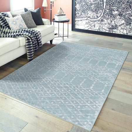 Marrakesh Lattice Collection Area Rug - Casablanca (Aqua)