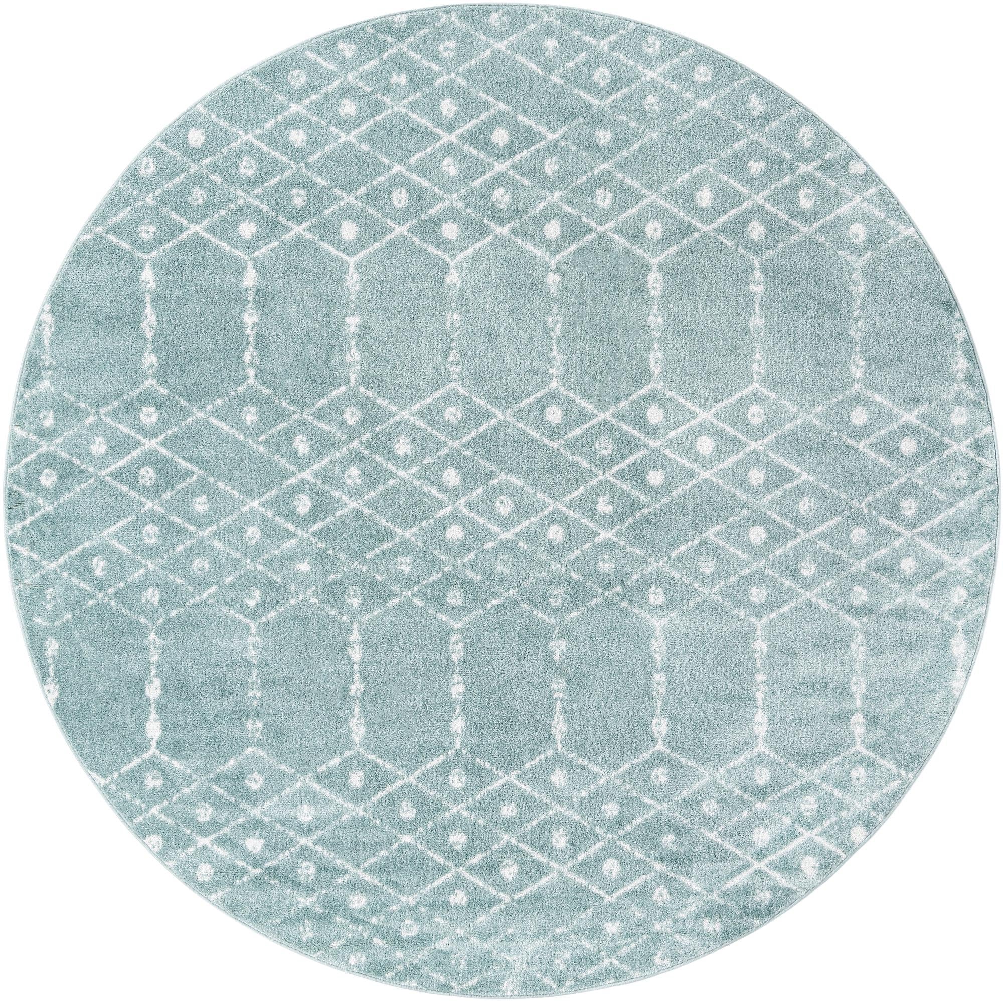 Marrakesh Lattice Collection Area Rug - Casablanca (Aqua)