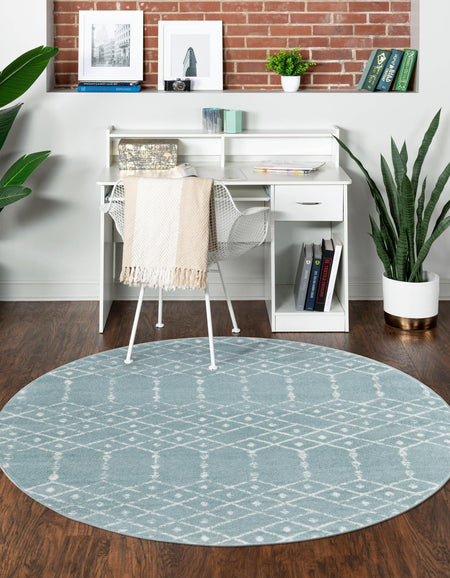 Marrakesh Lattice Collection Area Rug - Casablanca (Aqua)