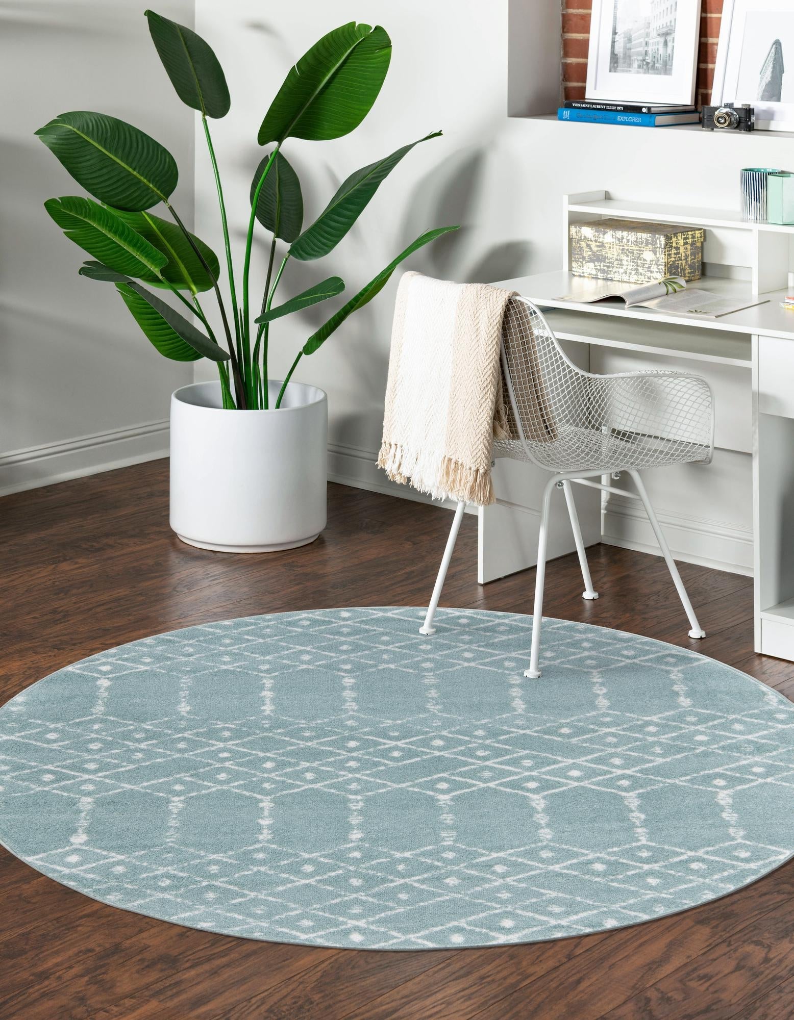 Marrakesh Lattice Collection Area Rug - Casablanca (Aqua)