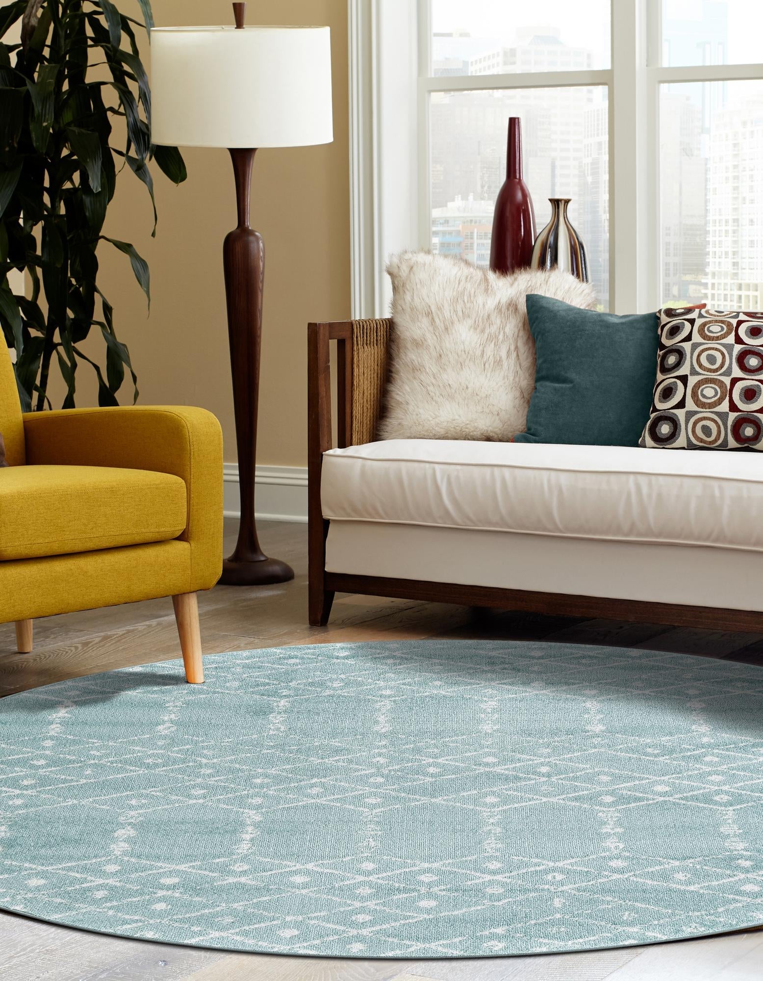 Marrakesh Lattice Collection Area Rug - Casablanca (Aqua)