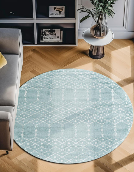 Marrakesh Lattice Collection Area Rug - Casablanca (Aqua)