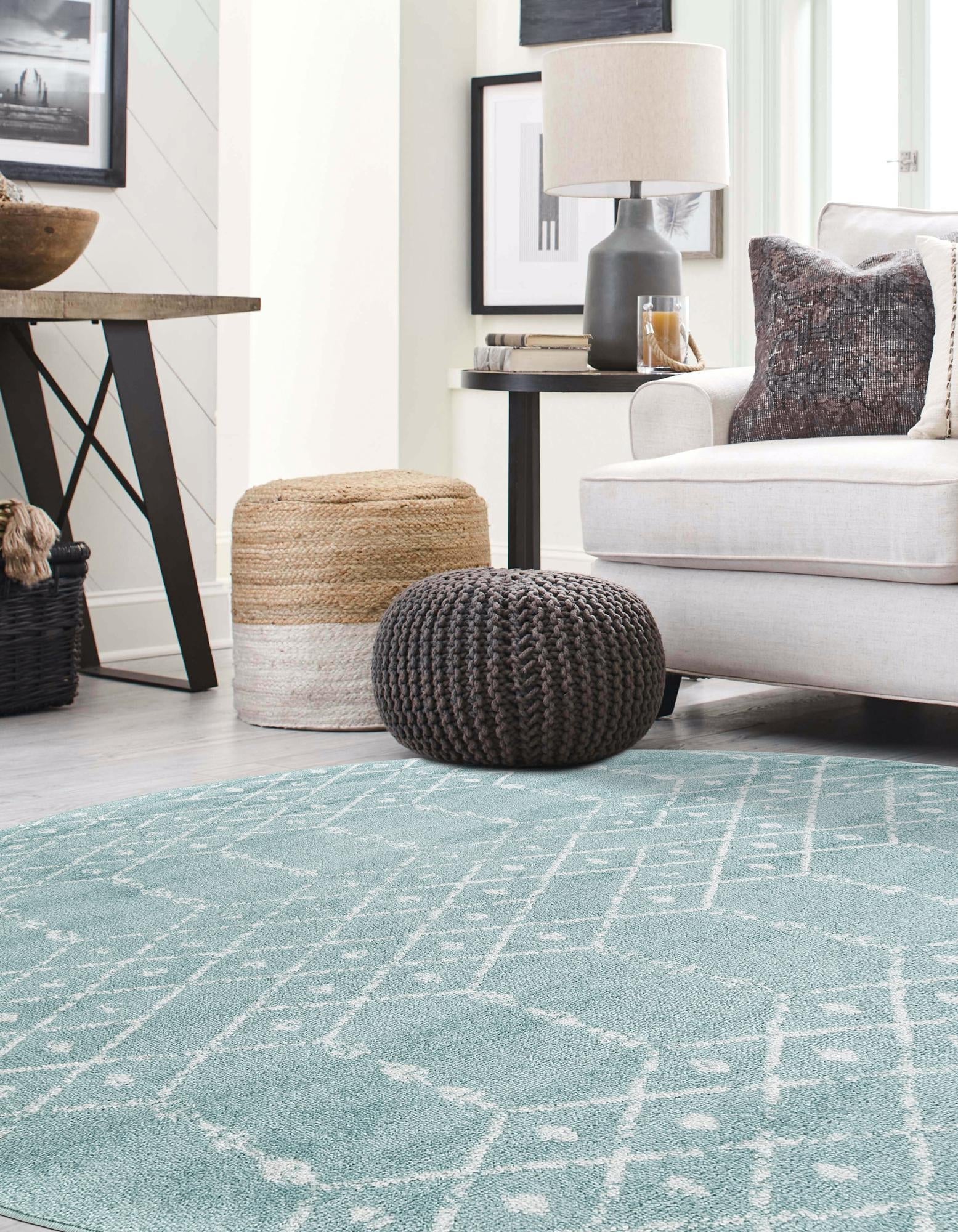 Marrakesh Lattice Collection Area Rug - Casablanca (Aqua)