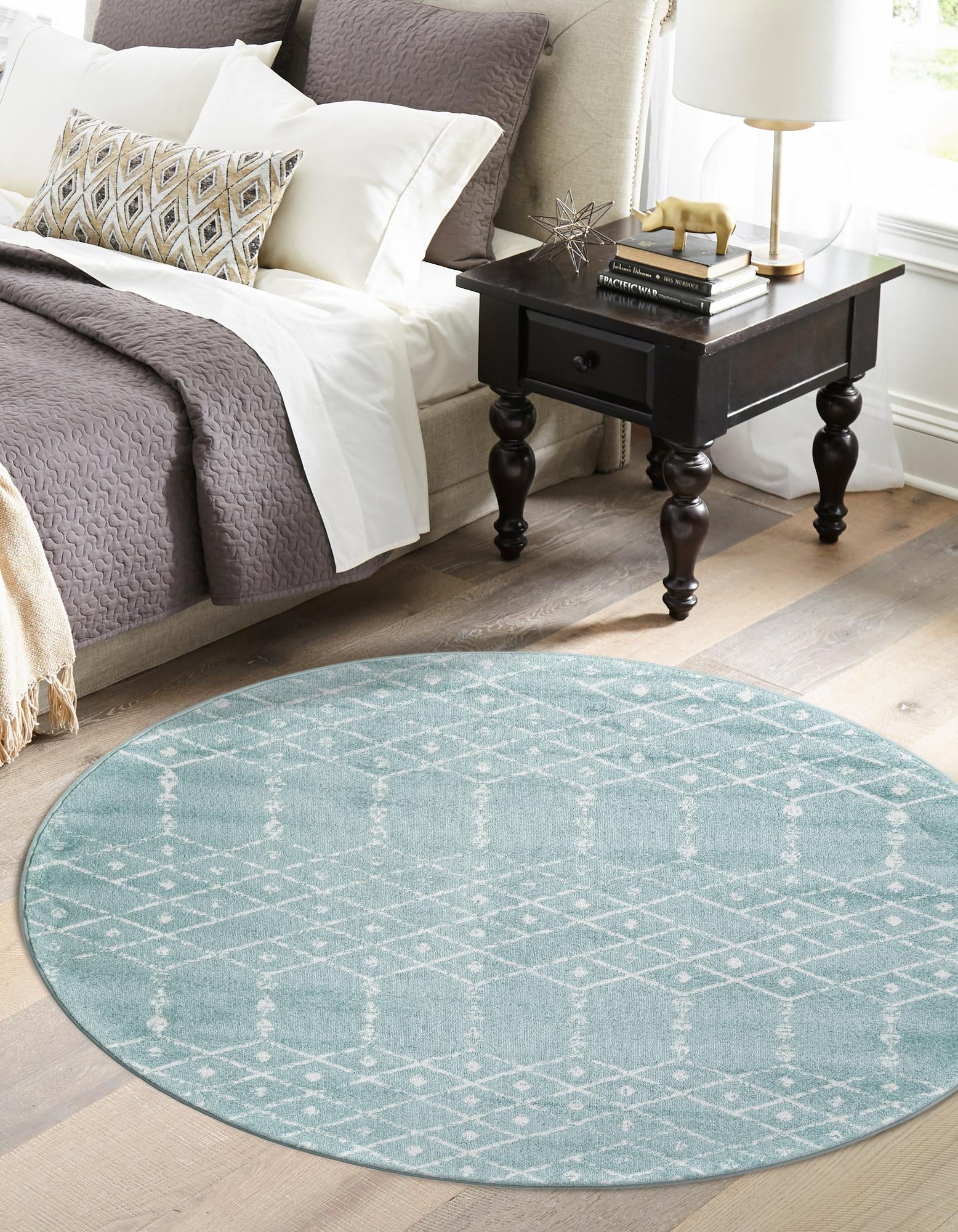 Marrakesh Lattice Collection Area Rug - Casablanca (Aqua)