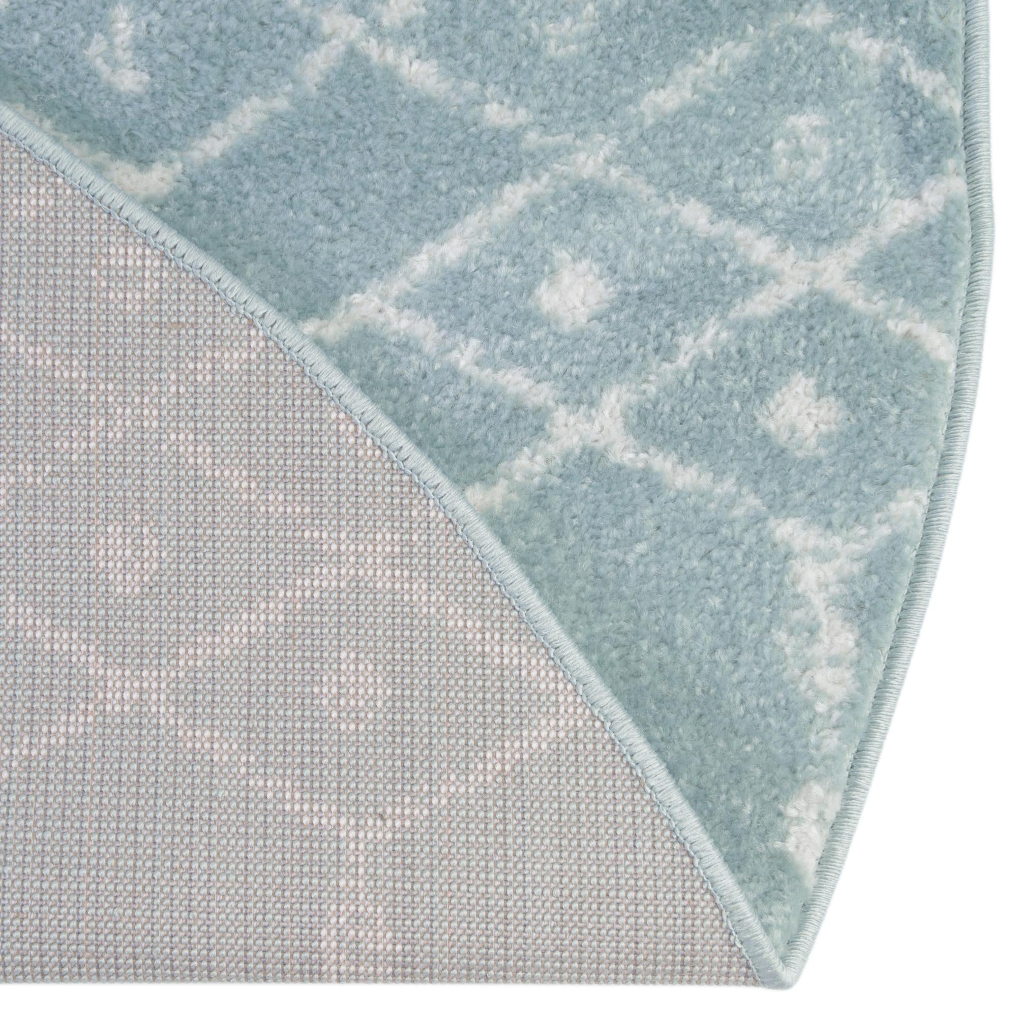 Marrakesh Lattice Collection Area Rug - Casablanca (Aqua)