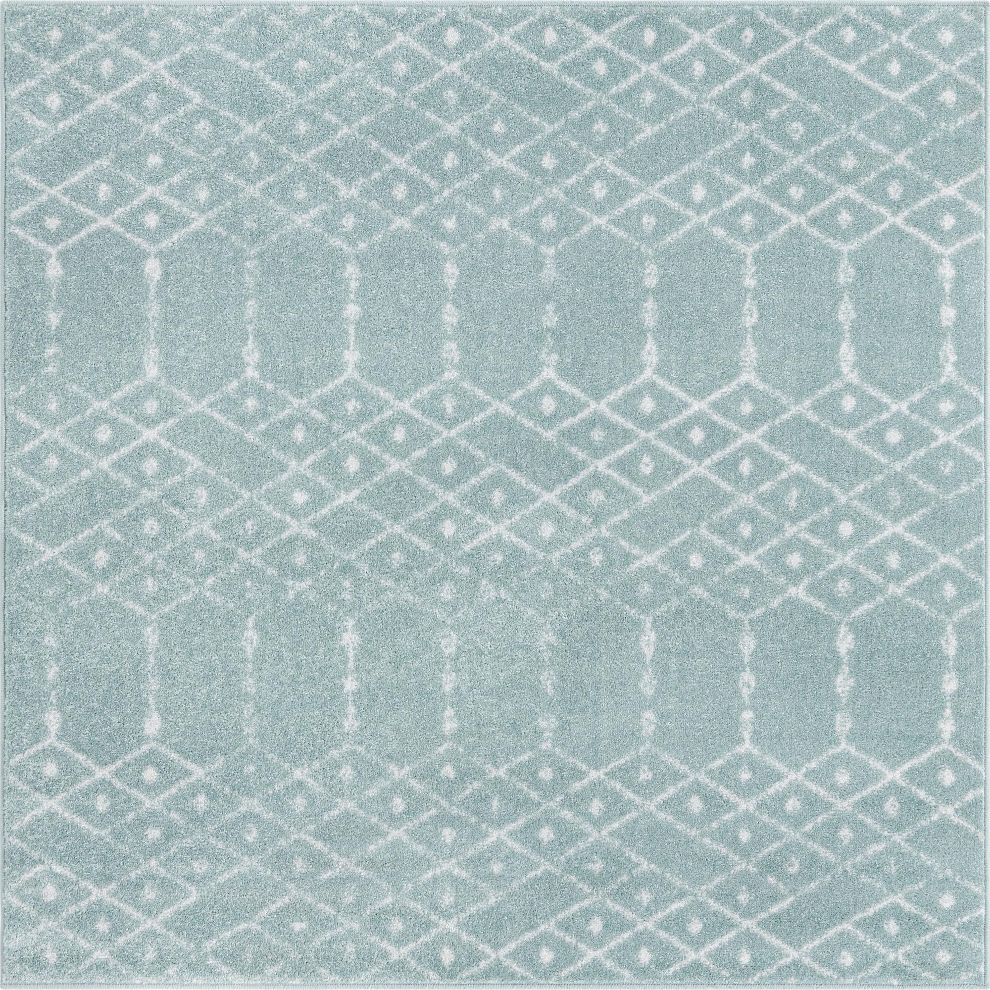 Marrakesh Lattice Collection Area Rug - Casablanca (Aqua)