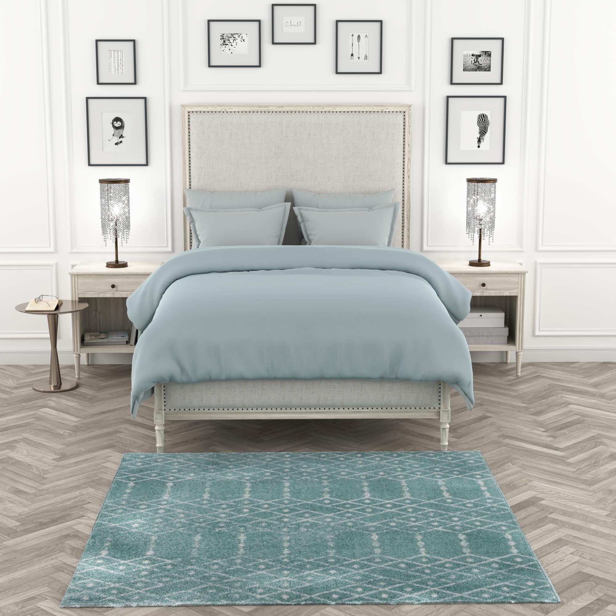 Marrakesh Lattice Collection Area Rug - Casablanca (Aqua)