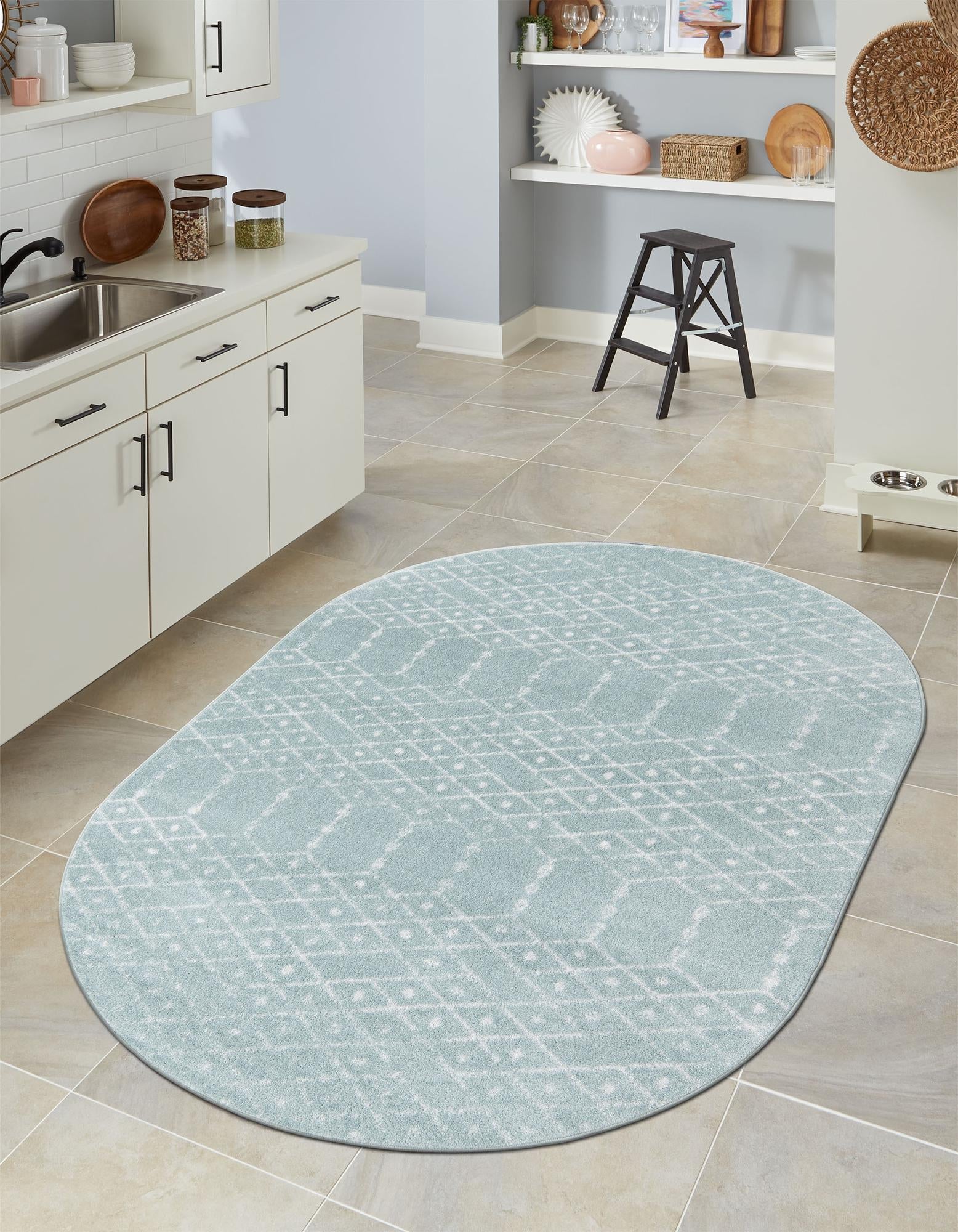 Marrakesh Lattice Collection Area Rug - Casablanca (Aqua)