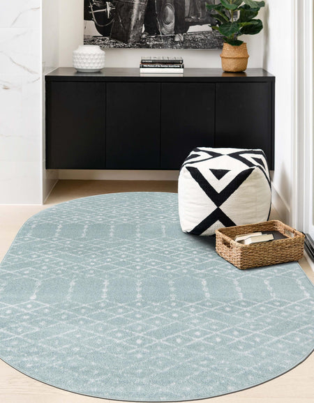 Marrakesh Lattice Collection Area Rug - Casablanca (Aqua)