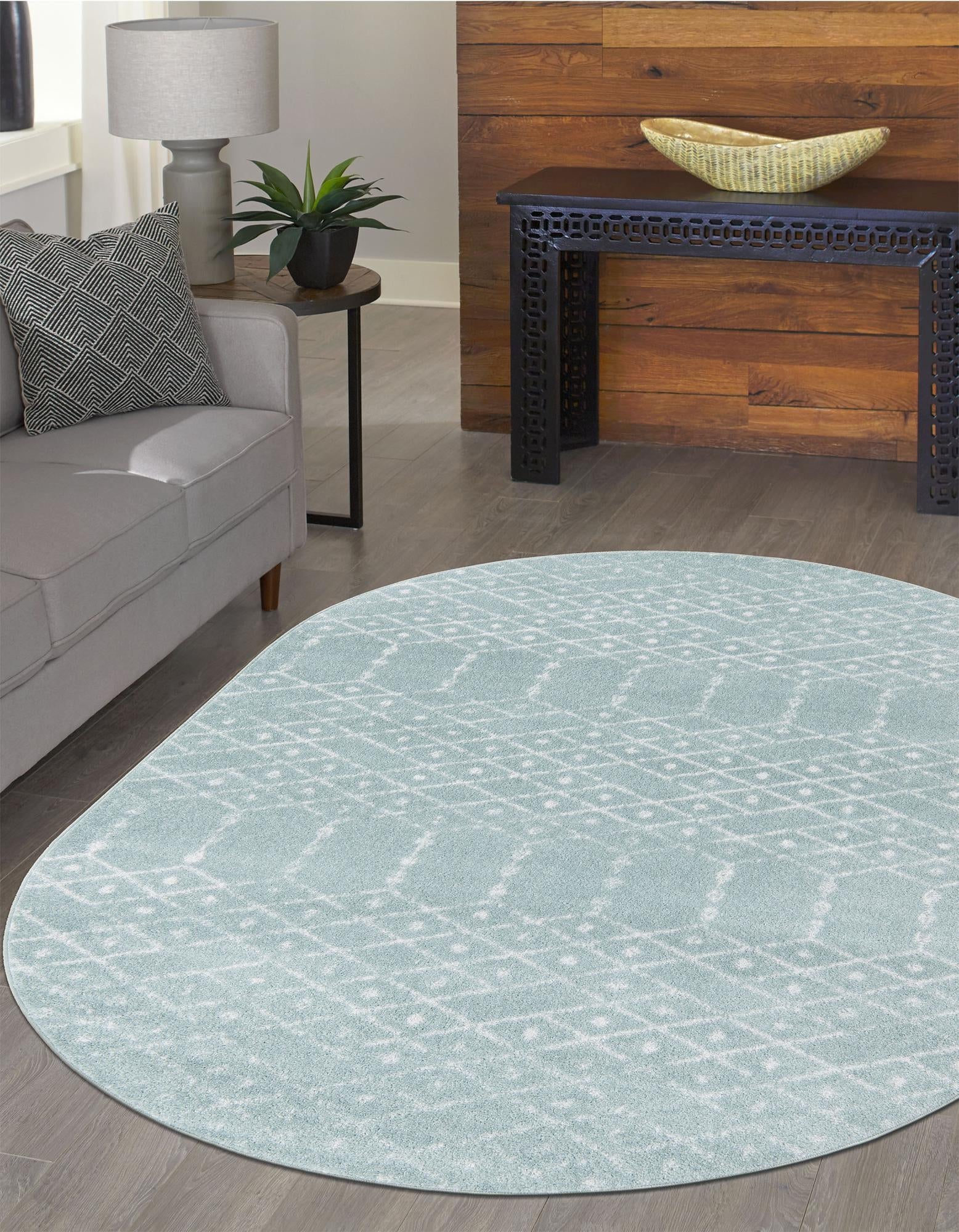 Marrakesh Lattice Collection Area Rug - Casablanca (Aqua)