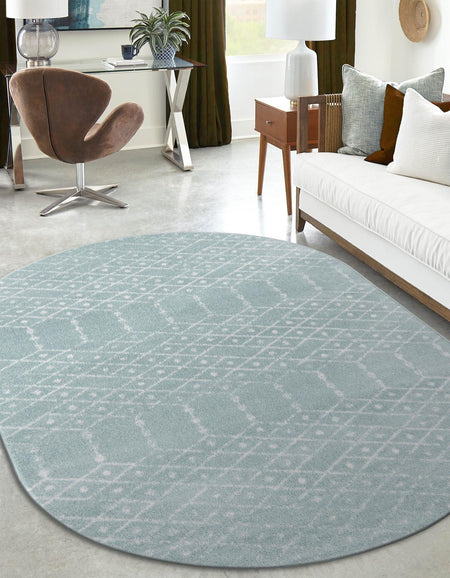 Marrakesh Lattice Collection Area Rug - Casablanca (Aqua)