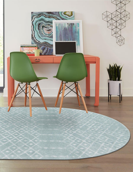 Marrakesh Lattice Collection Area Rug - Casablanca (Aqua)