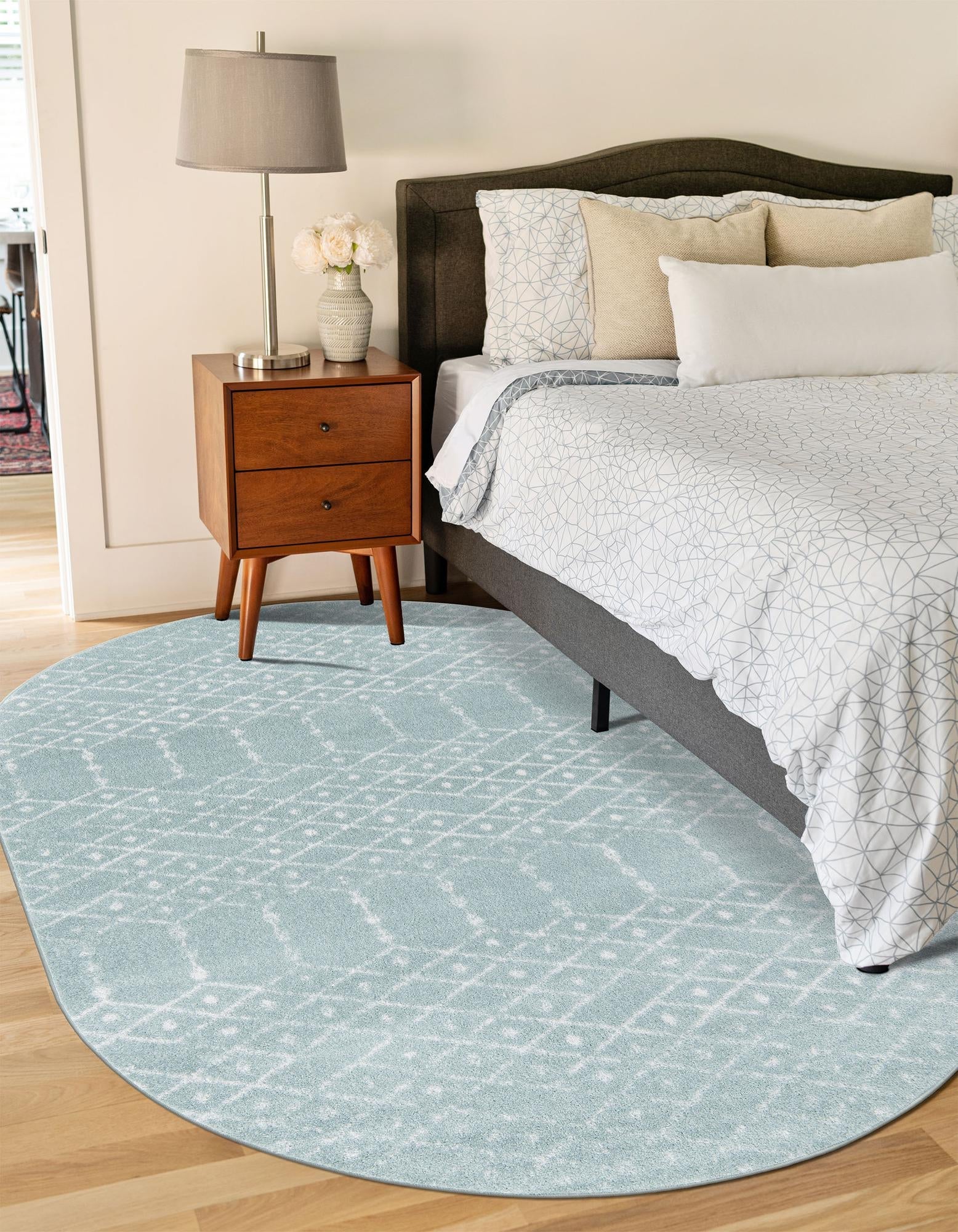 Marrakesh Lattice Collection Area Rug - Casablanca (Aqua)