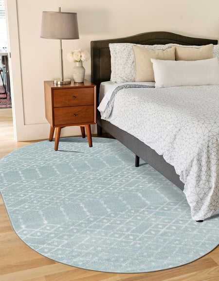 Marrakesh Lattice Collection Area Rug - Casablanca (Aqua)