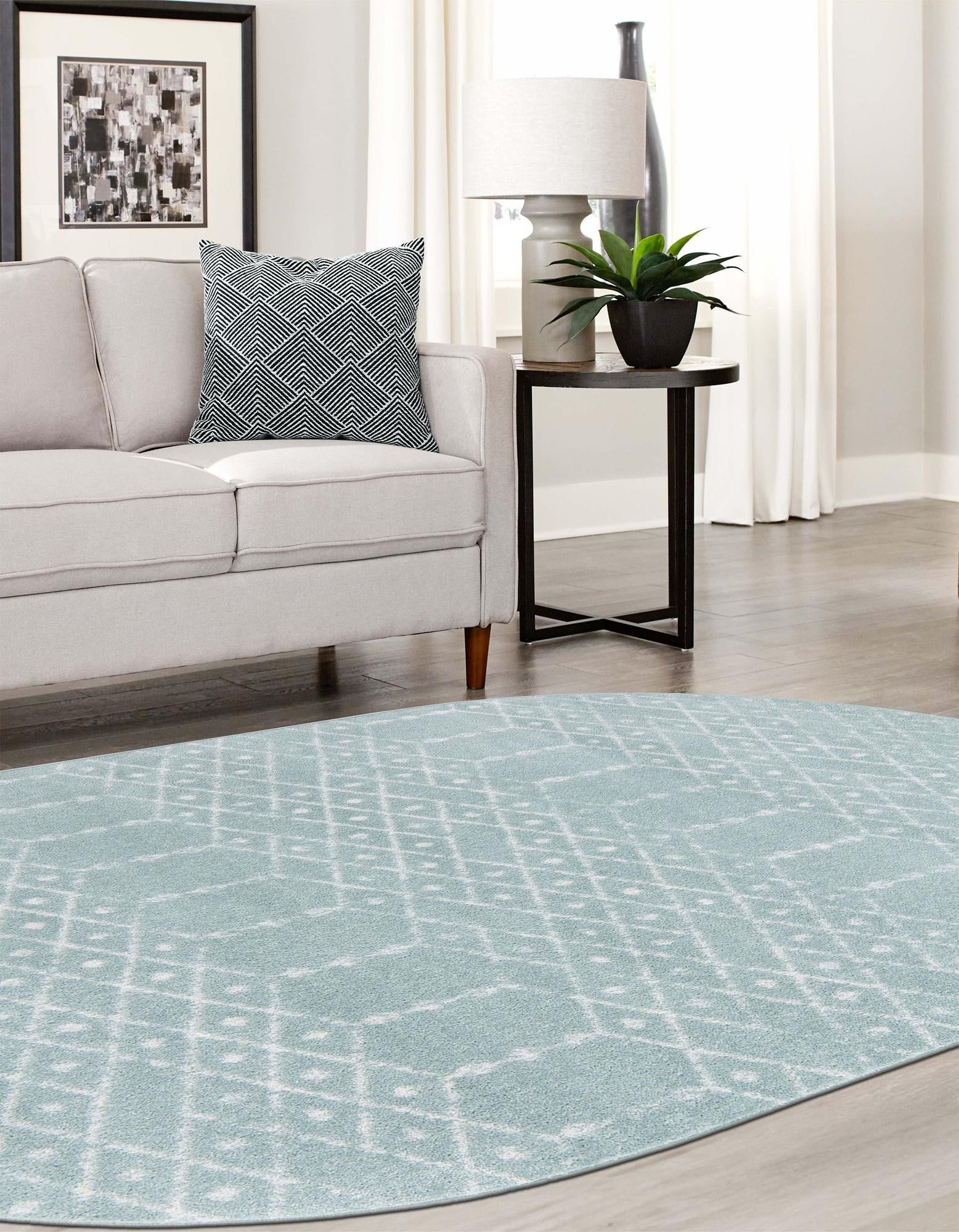 Marrakesh Lattice Collection Area Rug - Casablanca (Aqua)