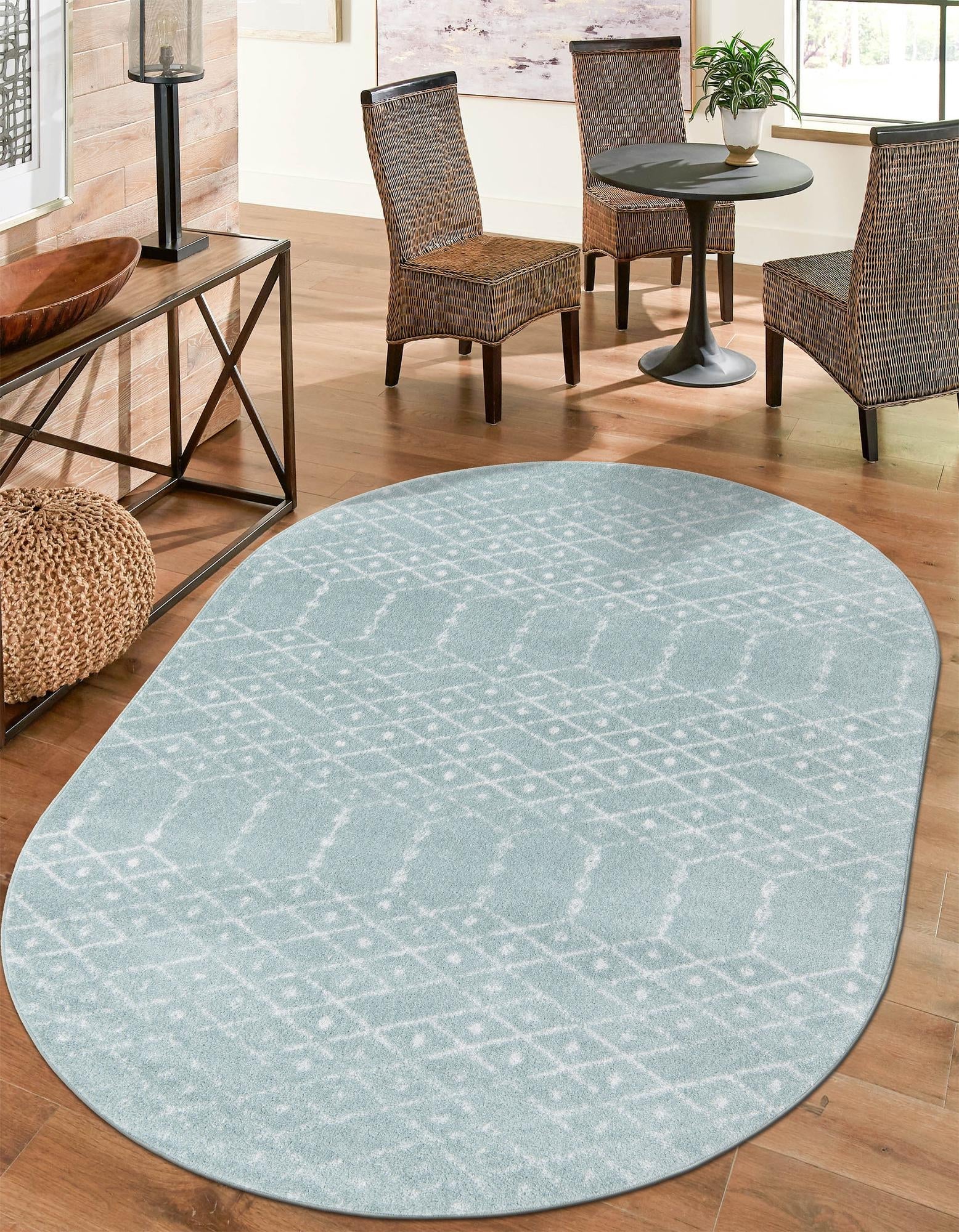 Marrakesh Lattice Collection Area Rug - Casablanca (Aqua)