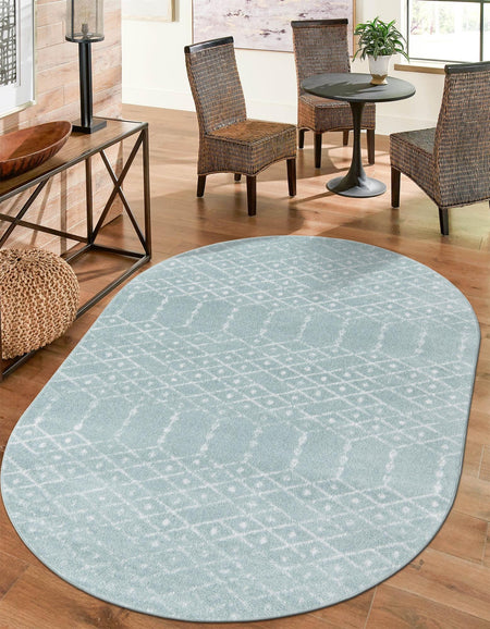 Marrakesh Lattice Collection Area Rug - Casablanca (Aqua)