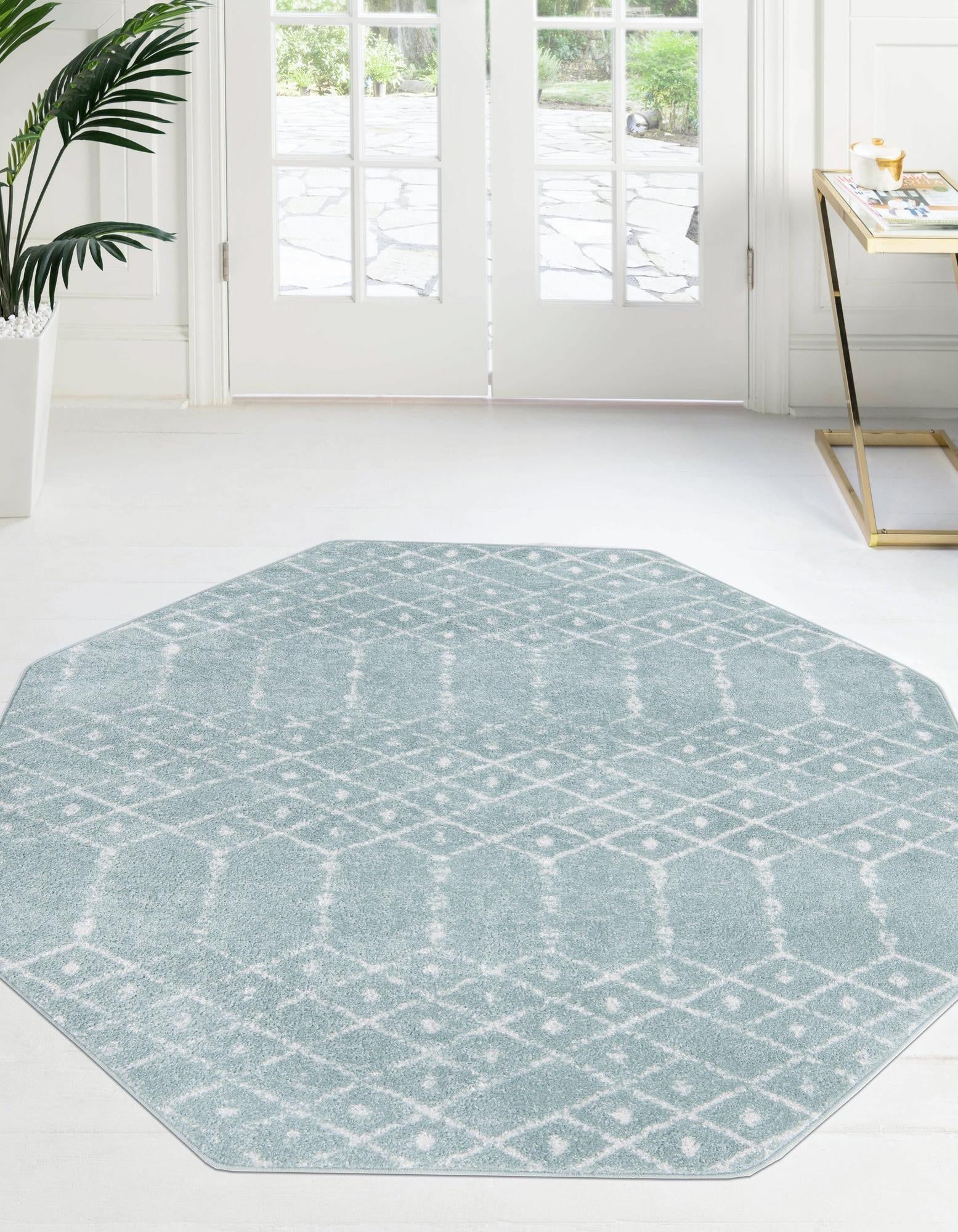 Marrakesh Lattice Collection Area Rug - Casablanca (Aqua)