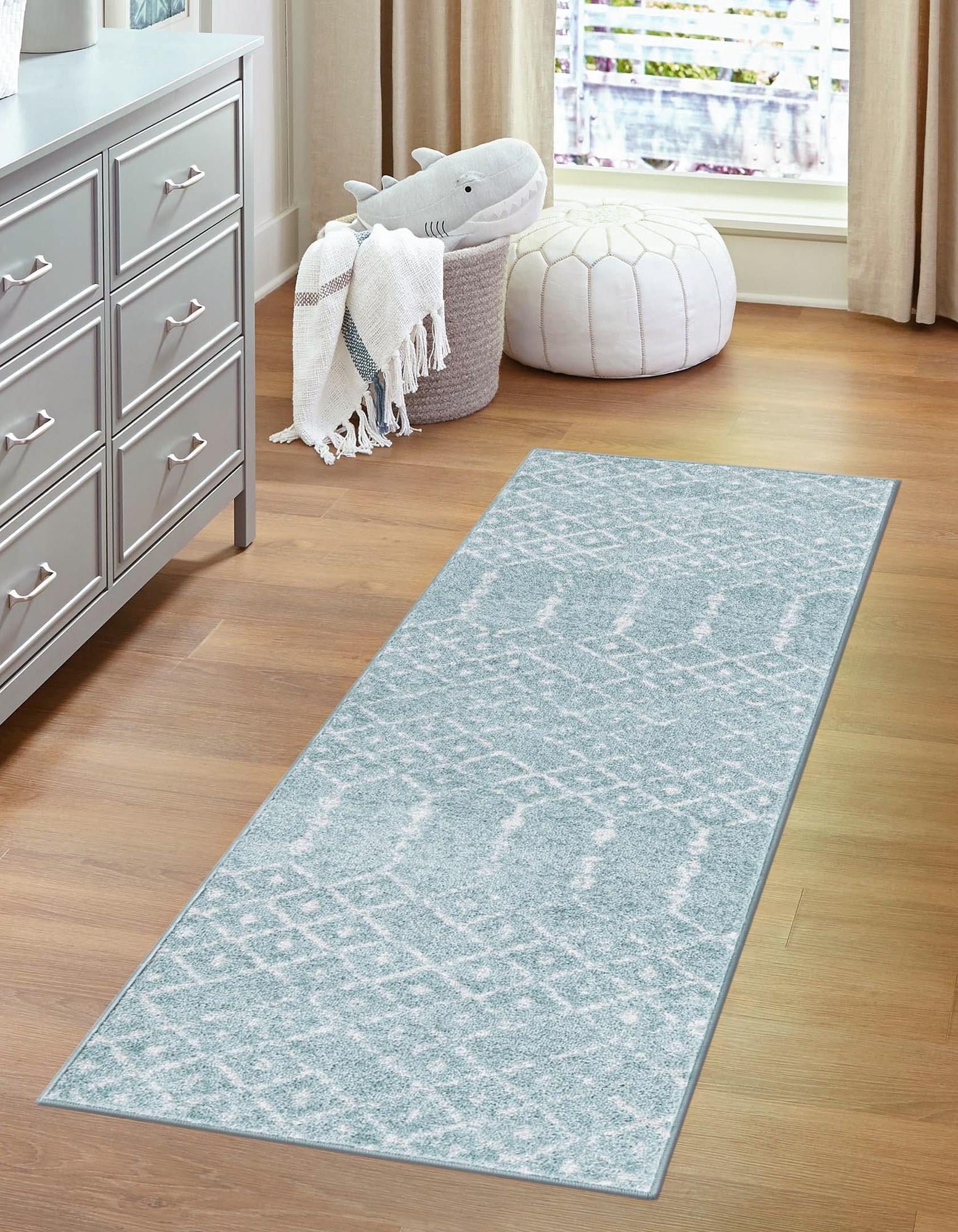 Marrakesh Lattice Collection Area Rug - Casablanca (Aqua)