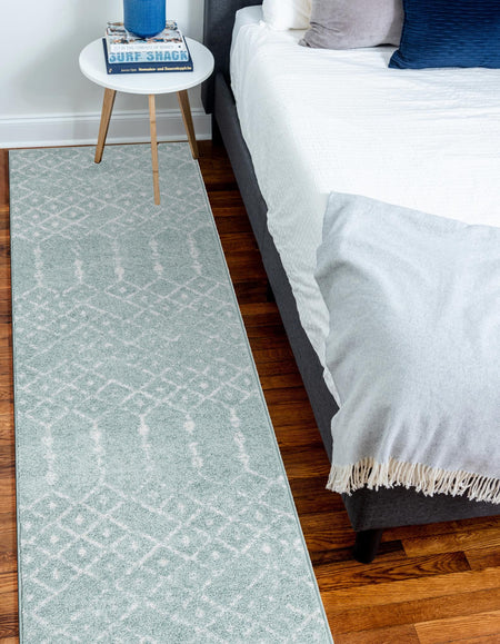 Marrakesh Lattice Collection Area Rug - Casablanca (Aqua)